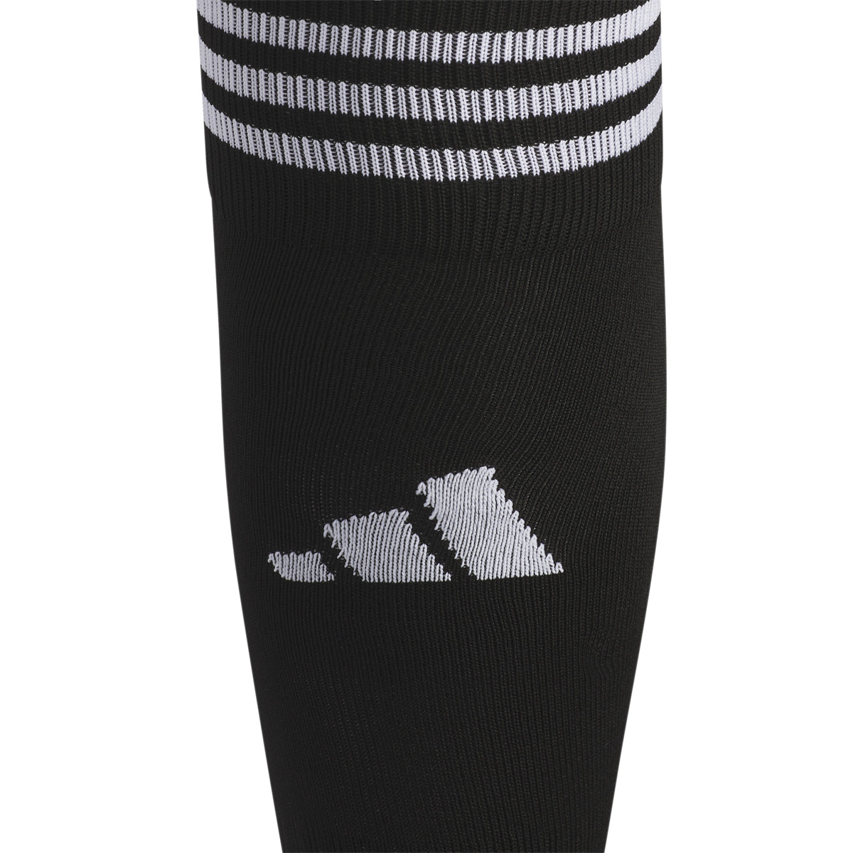 Adidas Copa Zone Cushion V socks displayed from the side, showcasing moisture-wicking fabric and cushioning.