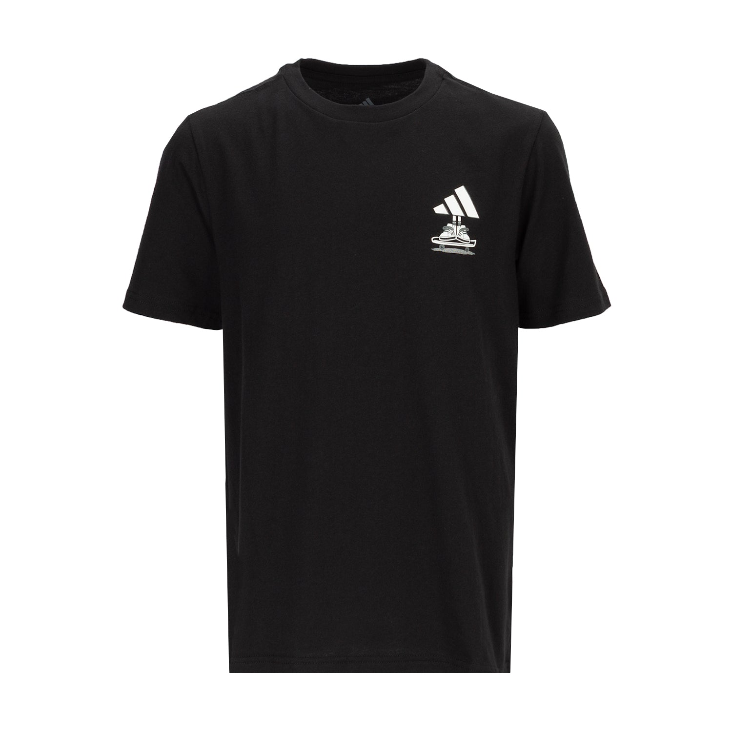 Front view of youth skate t-shirt with skateboarding graphic