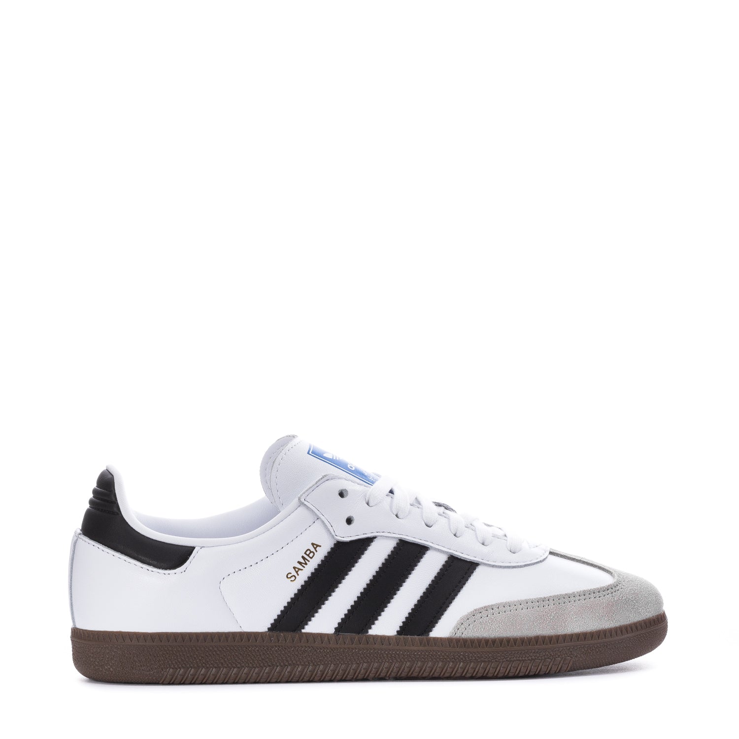 Close-up of Samba OG men's street shoes with leather upper and serrated 3-Stripes