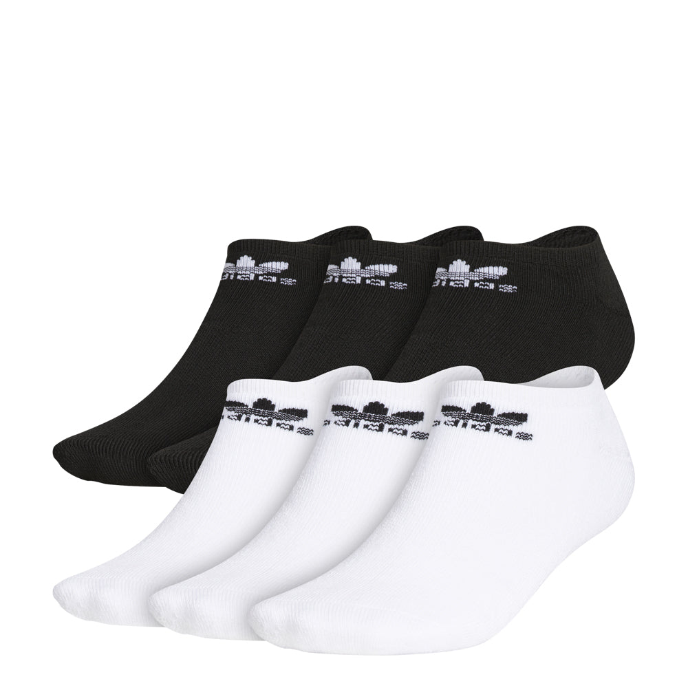Adidas Originals No Show Socks from the side, showcasing the cushioned heel and moisture-wicking material.