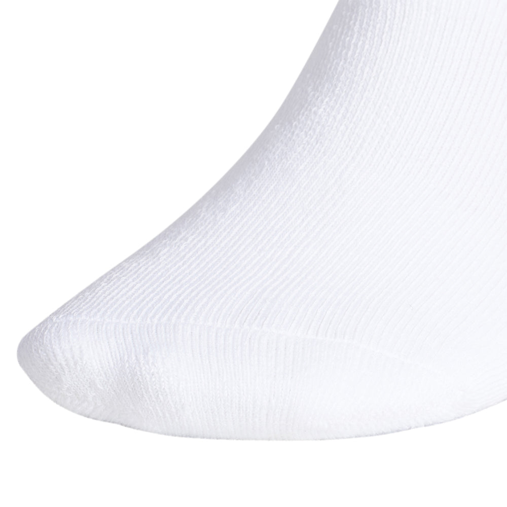 A close-up of Adidas no show socks highlighting the low-profile design and arch compression.