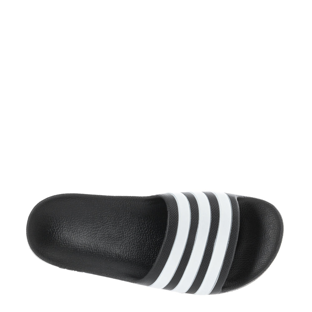 Adidas Aqua Comfort Youth Slides in vibrant colors, showcasing the soft Cloudfoam footbed for kids comfort.