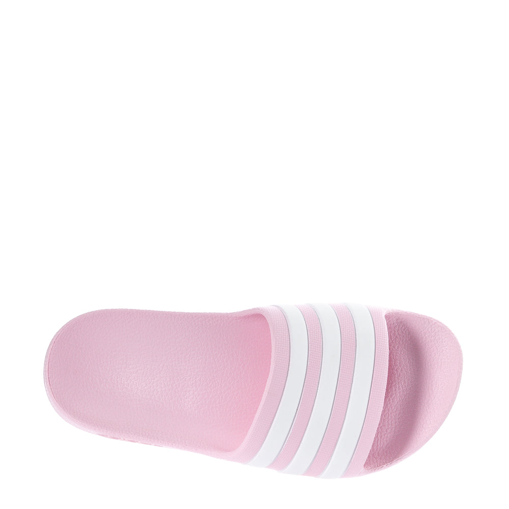 Close-up of adidas kids slides with Cloudfoam cushioning for summer play