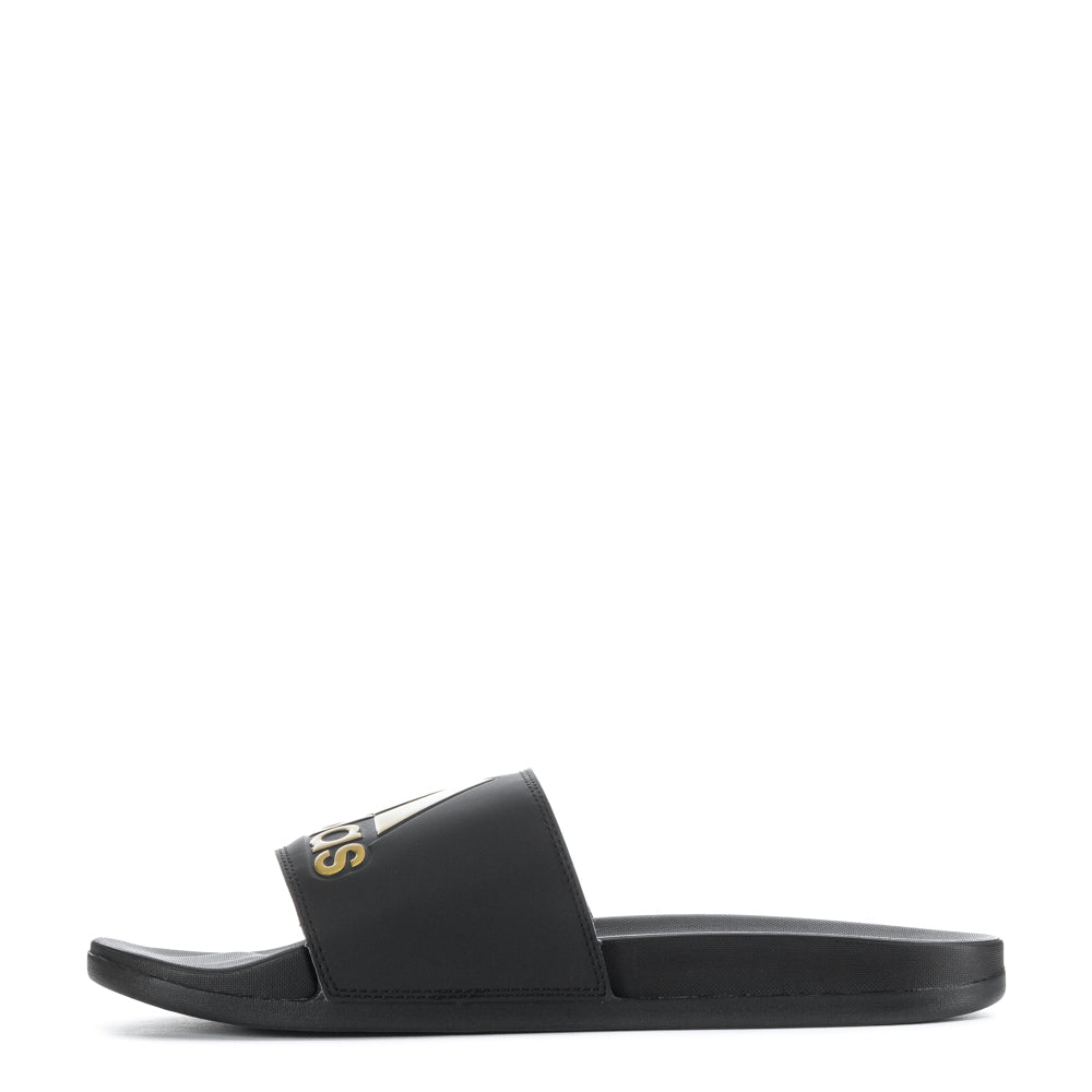 Men wearing adidas adilette comfort slides at the poolside, casual summer style