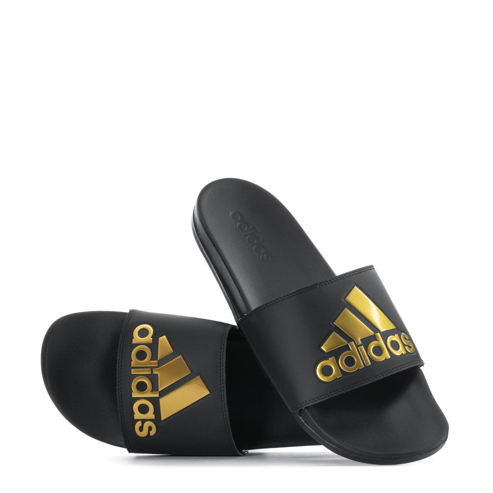 Side view of adidas slides with injected EVA outsole for durability