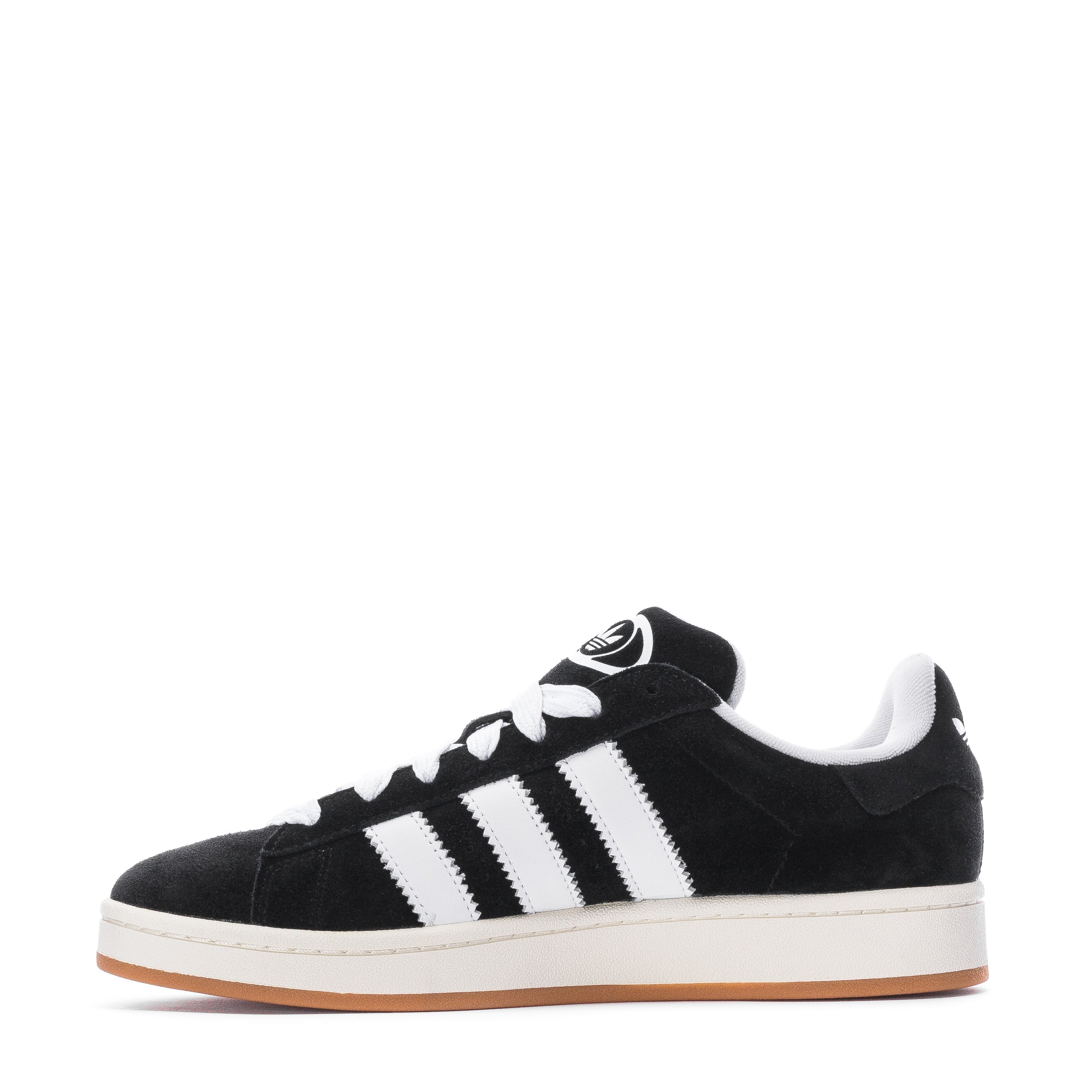 Close-up of aged leather upper and vintage terry lining on adidas Campus 00s
