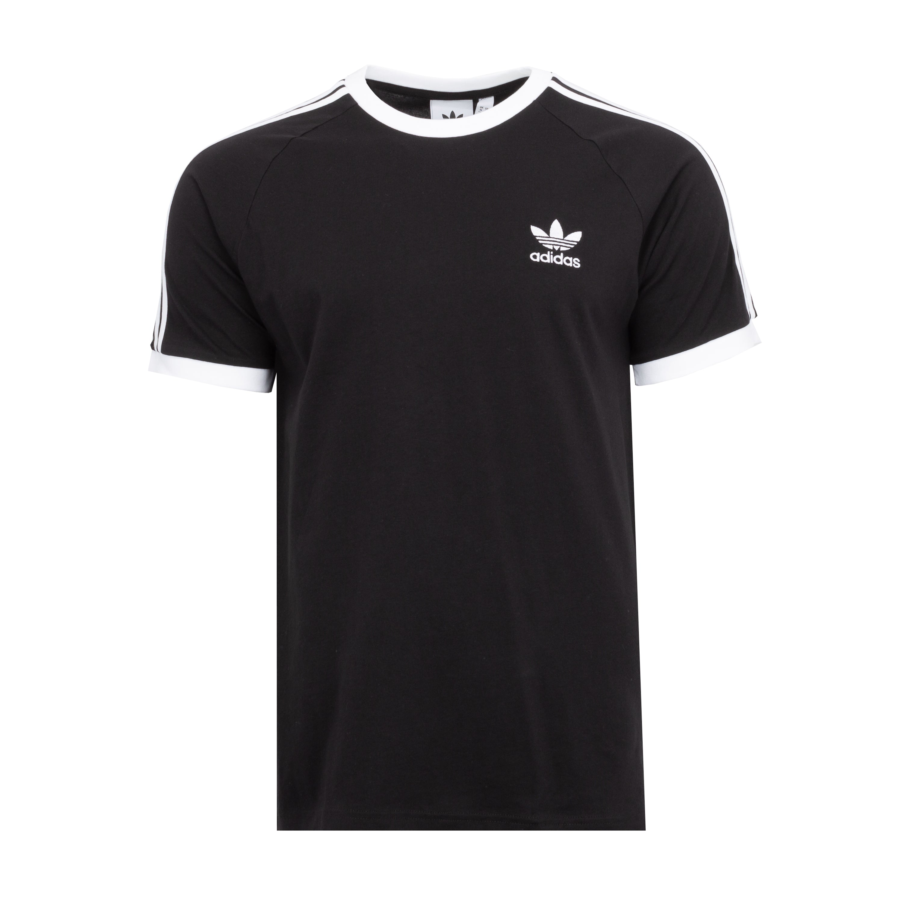 Front view of adidas men's slim fit crewneck t-shirt with 3 stripes and Trefoil logo