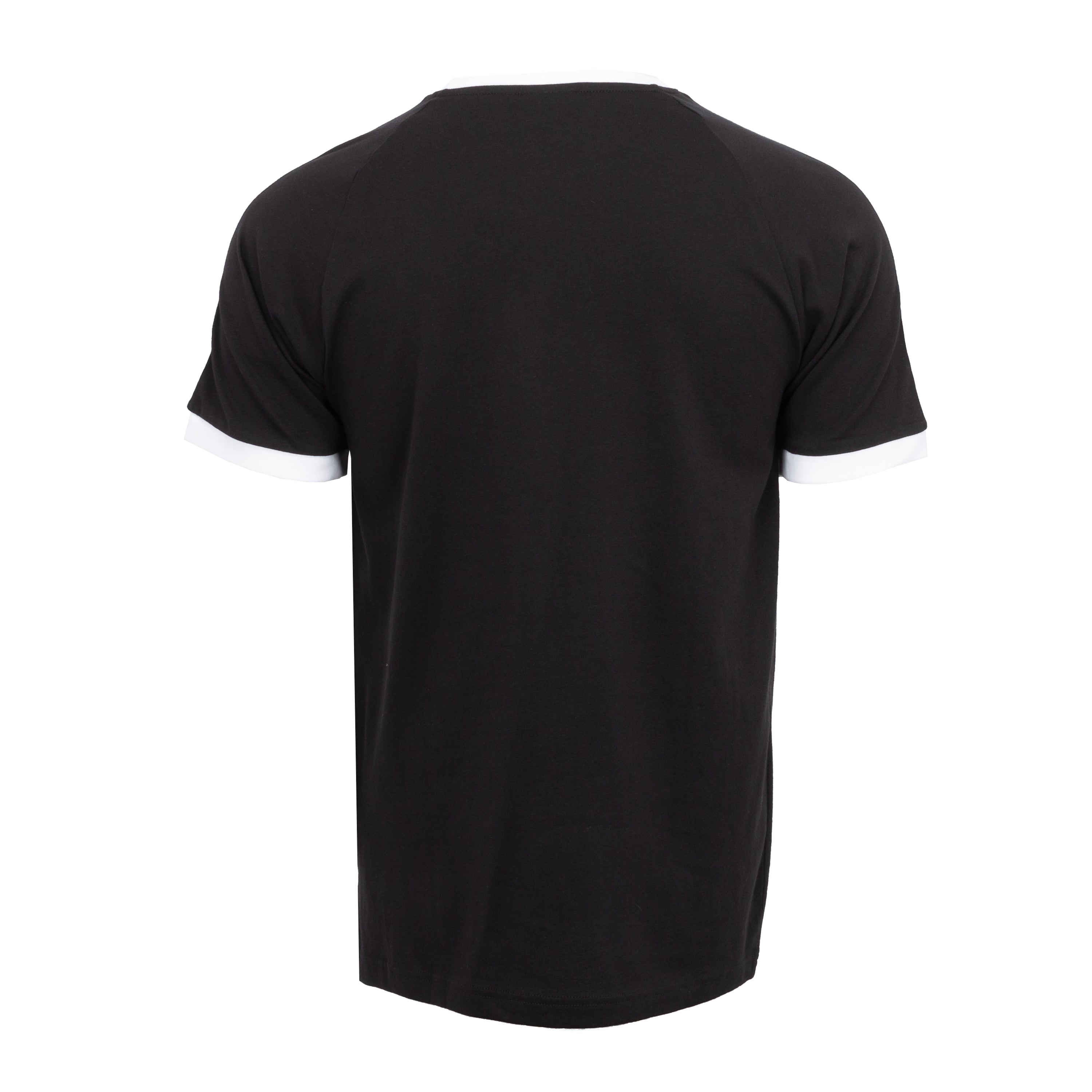 Model wearing adidas slim fit short sleeve tee paired with dark denim