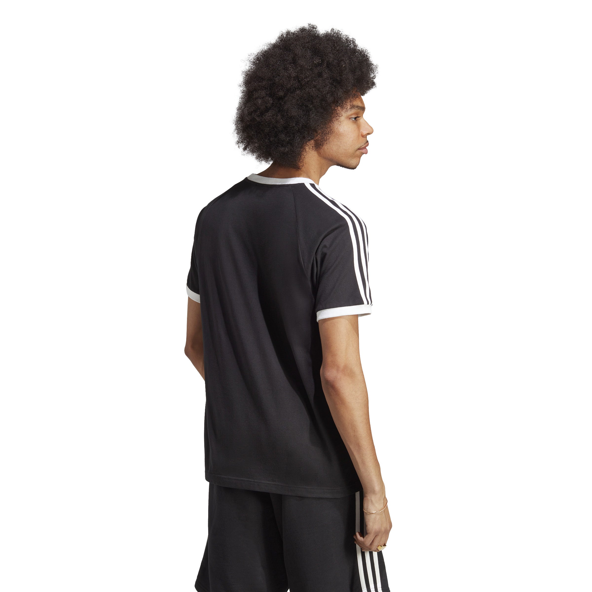 Front view of adidas mens slim fit crewneck t-shirt with 3 stripes and Trefoil logo