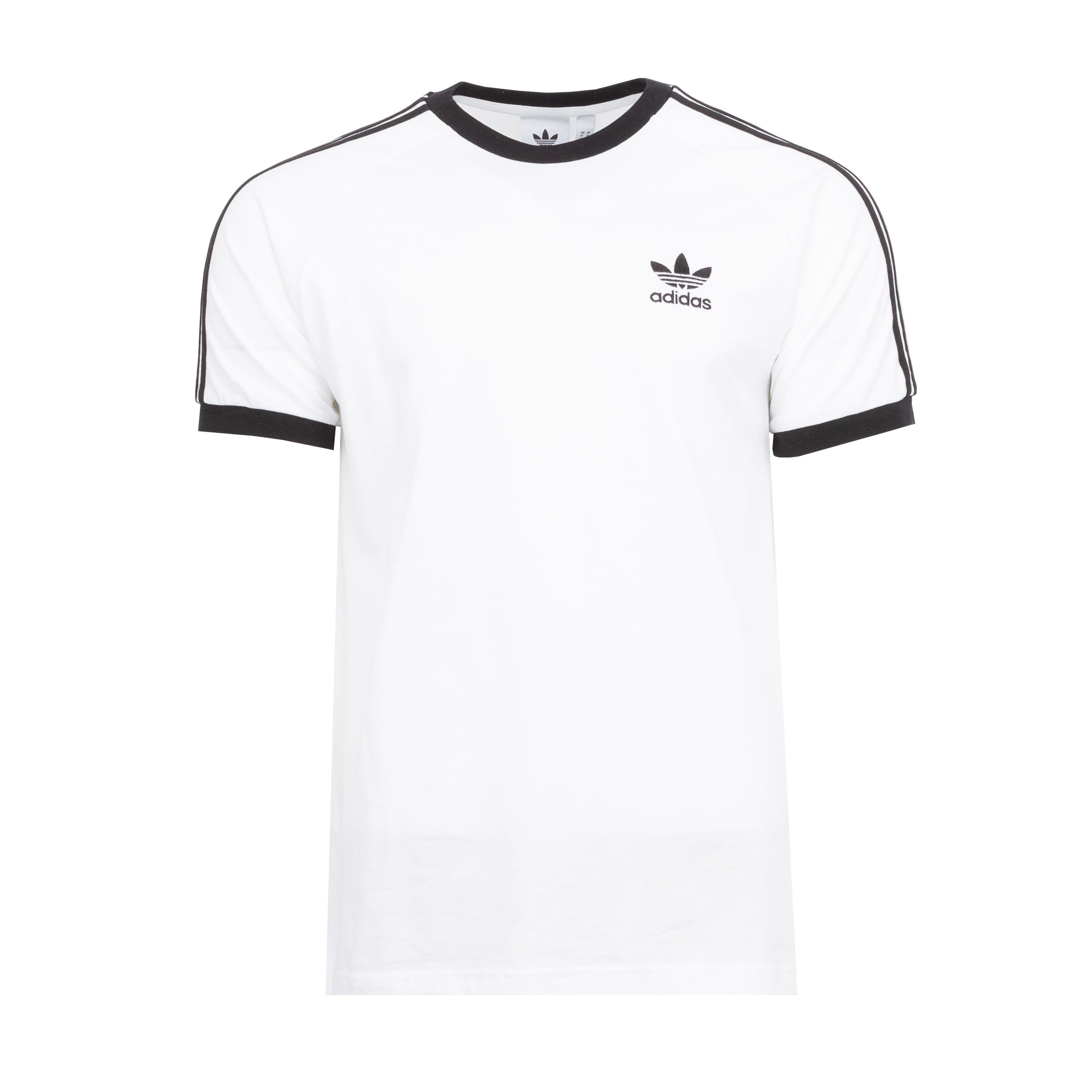 Front view of the Adidas Men's Premium Slim Fit Tee highlighting the contrast hem and logo. Front view of the Adidas Men's Premium Slim Fit Tee highlighting the contrast hem and logo.