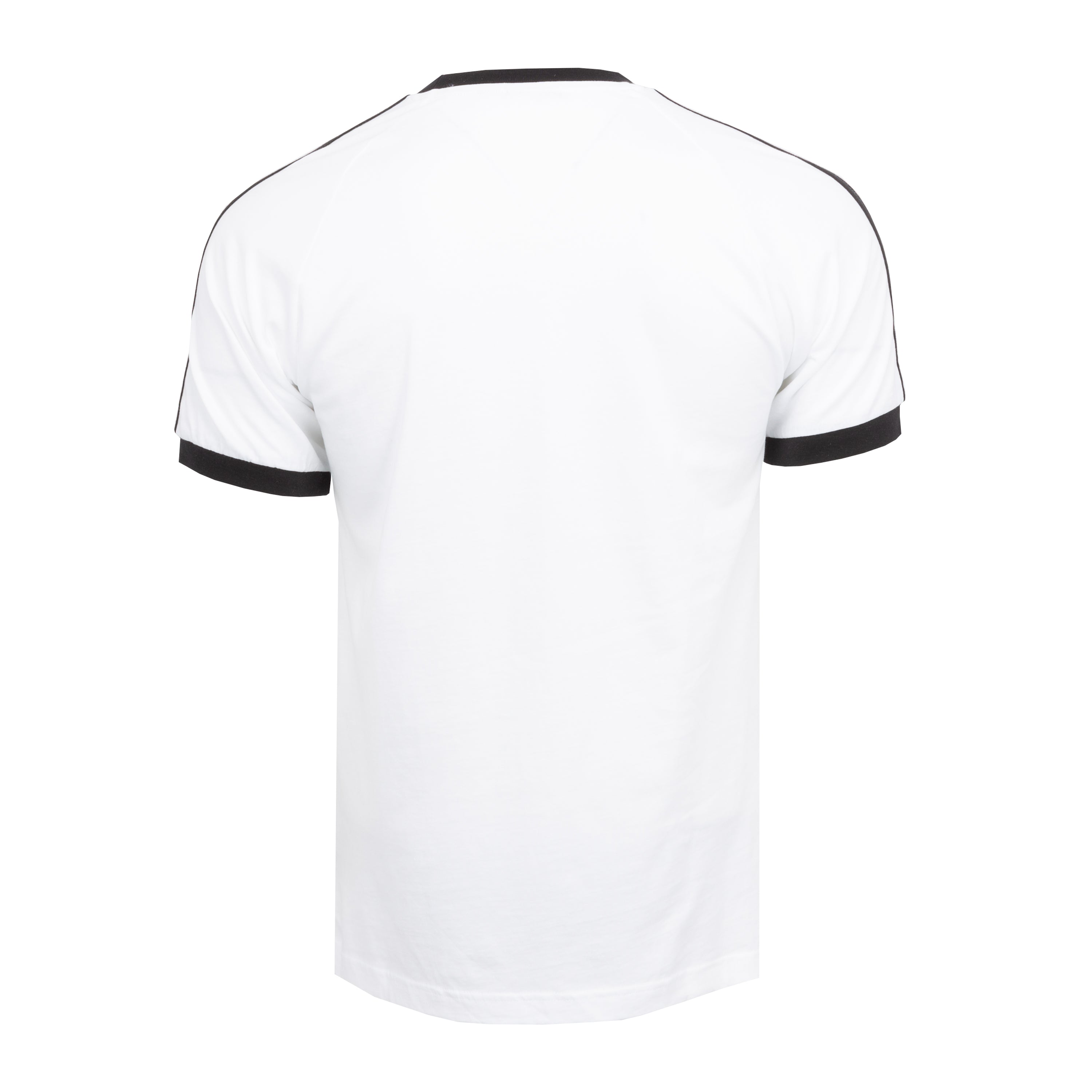 Side angle of the Adidas slim fit t-shirt, emphasizing its snug fit and short raglan sleeves.
