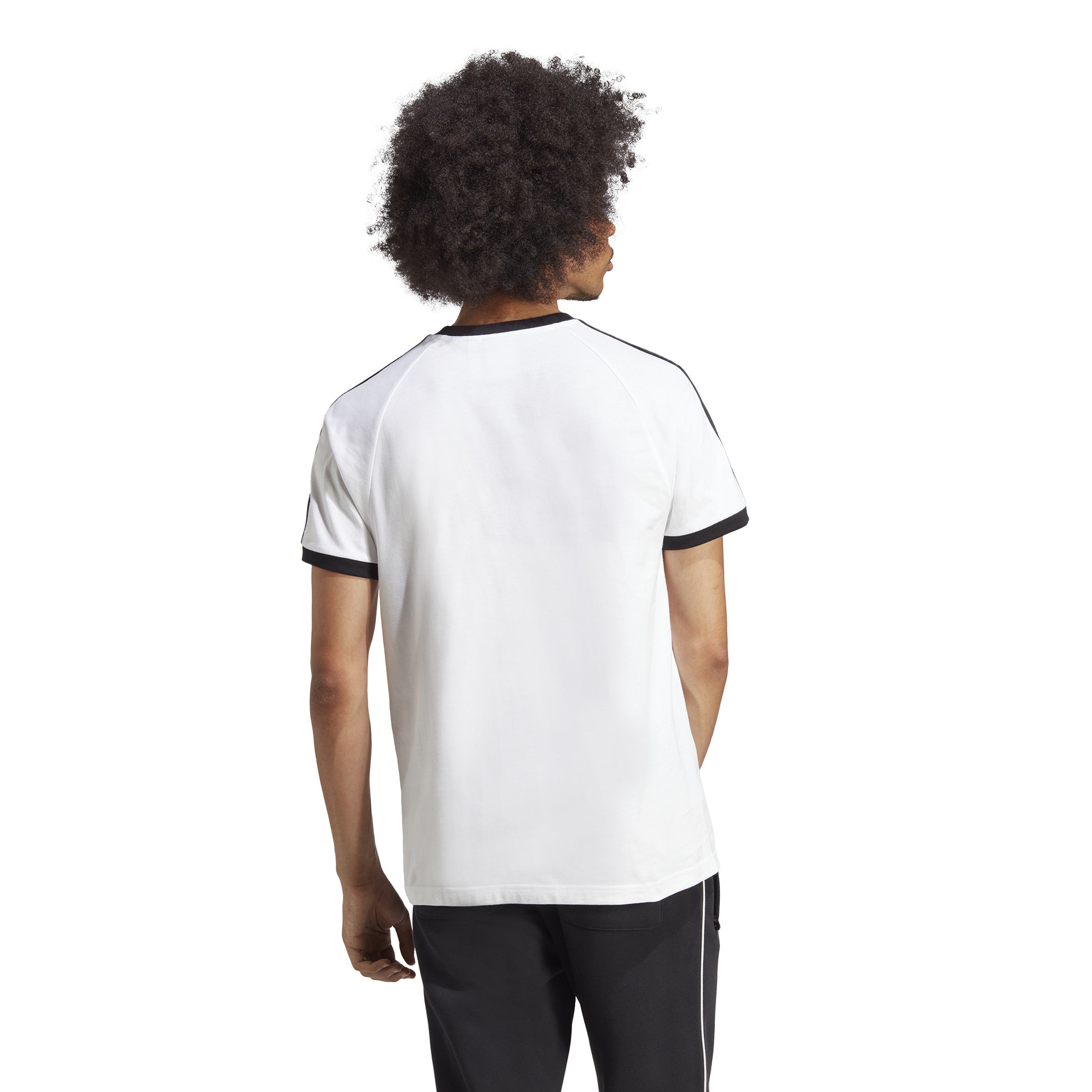 Front view of the Adidas Mens Premium Slim Fit Tee highlighting the contrast hem and logo.
