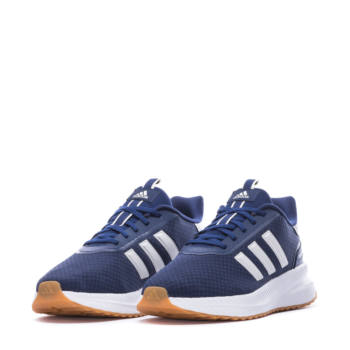 Lifestyle shot of men wearing adidas black sneakers during a run