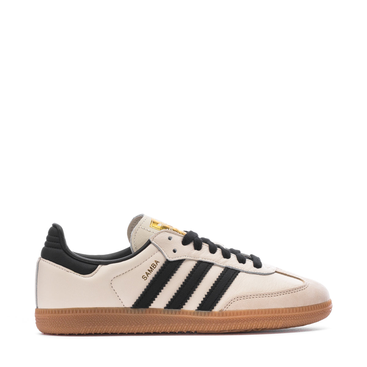 Close-up of Adidas Samba OG Womens leather sneaker with 3-Stripes and reinforced toe