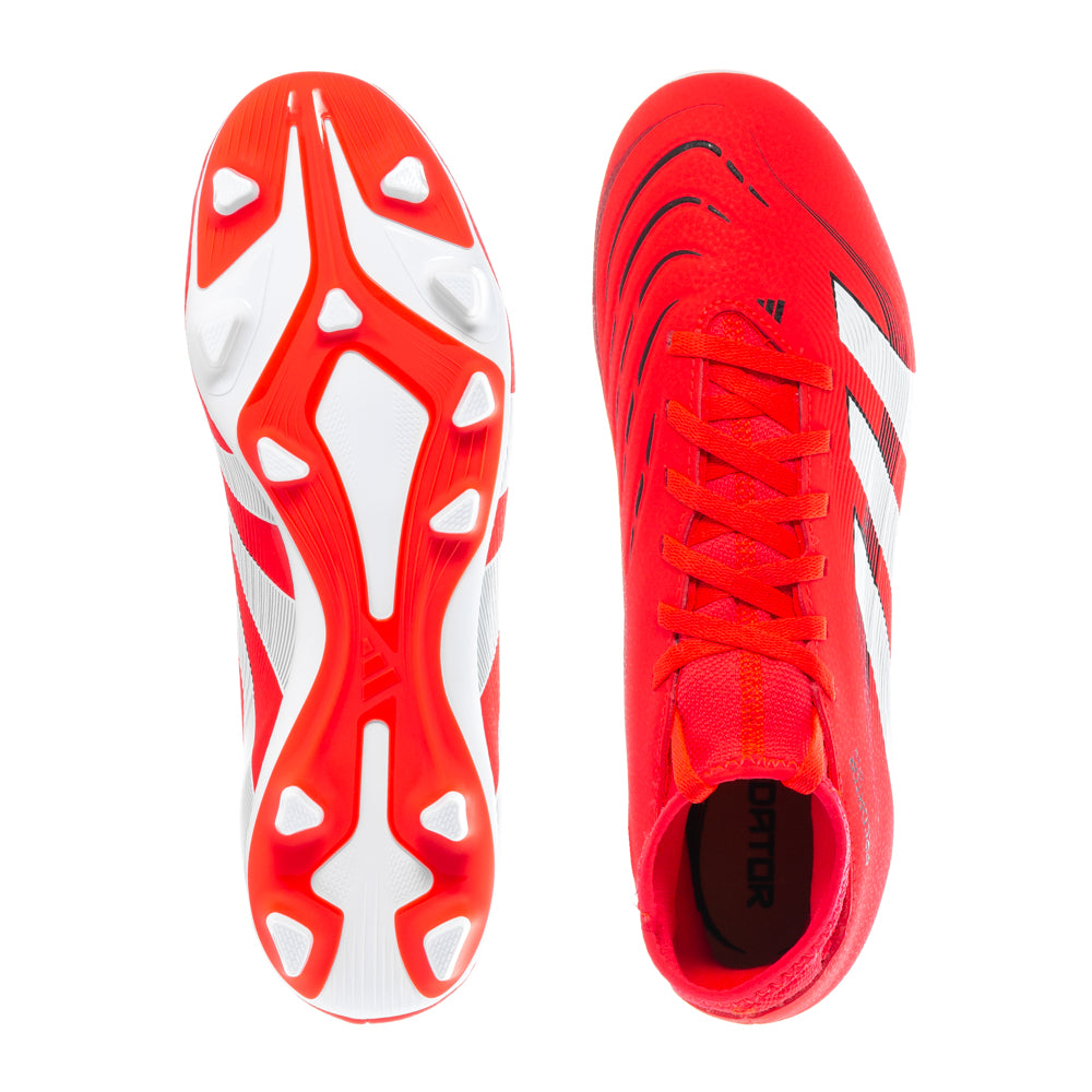 Close-up of Adidas Predator Club Sock FG/MG mens soccer cleats showing synthetic upper and stud configuration