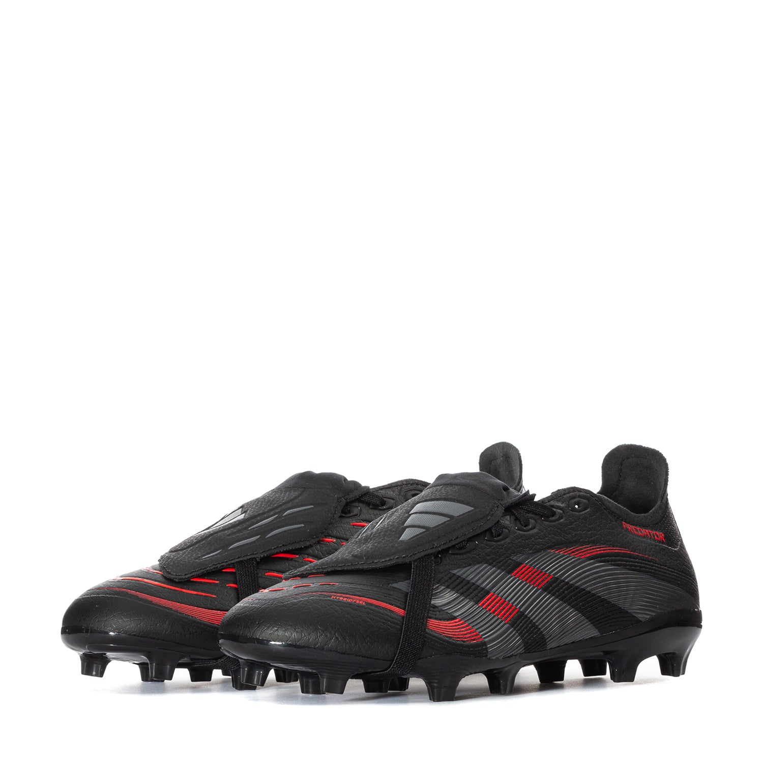 Lace-up design of mens soccer cleats with fold-over tongue for a sleek look