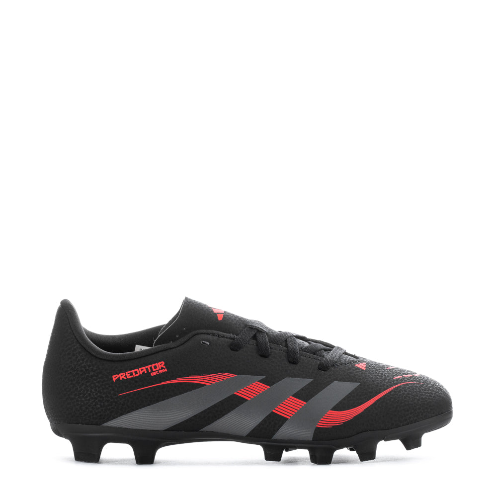Close-up of Adidas Predator Club FG youth soccer cleats showing textured upper design