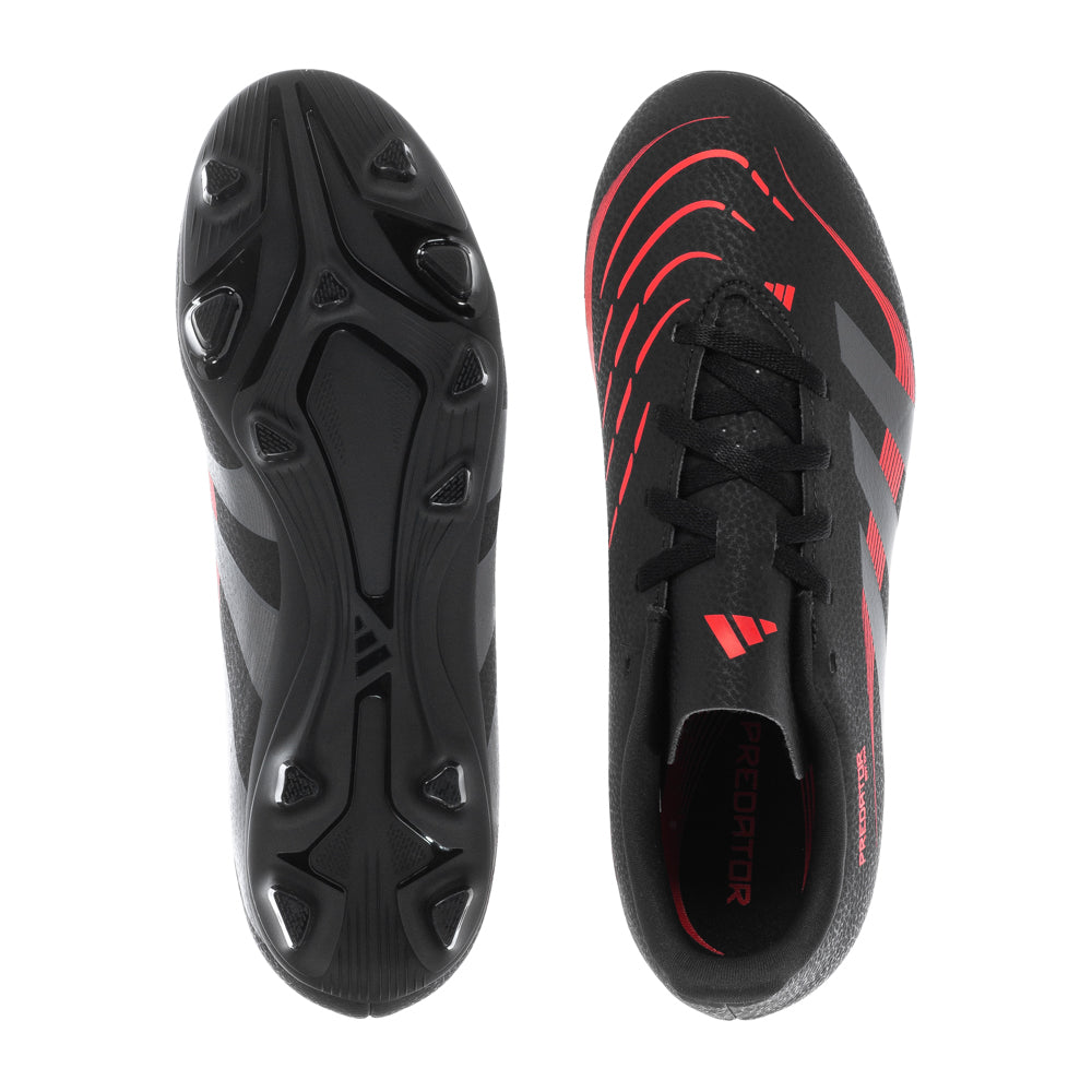 Close-up of Adidas Predator Club FG youth soccer cleats showing textured upper design