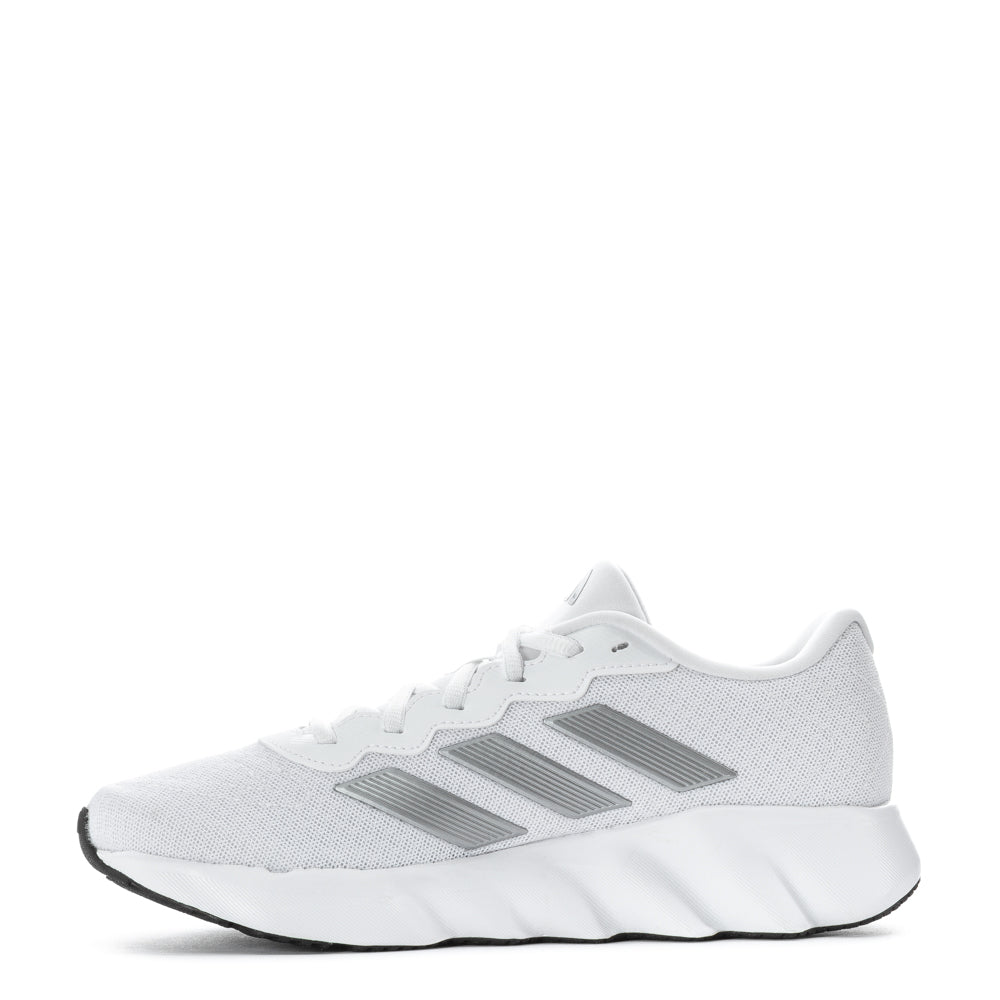 Close-up of breathable mesh upper in womens athletic shoes with good cushioning