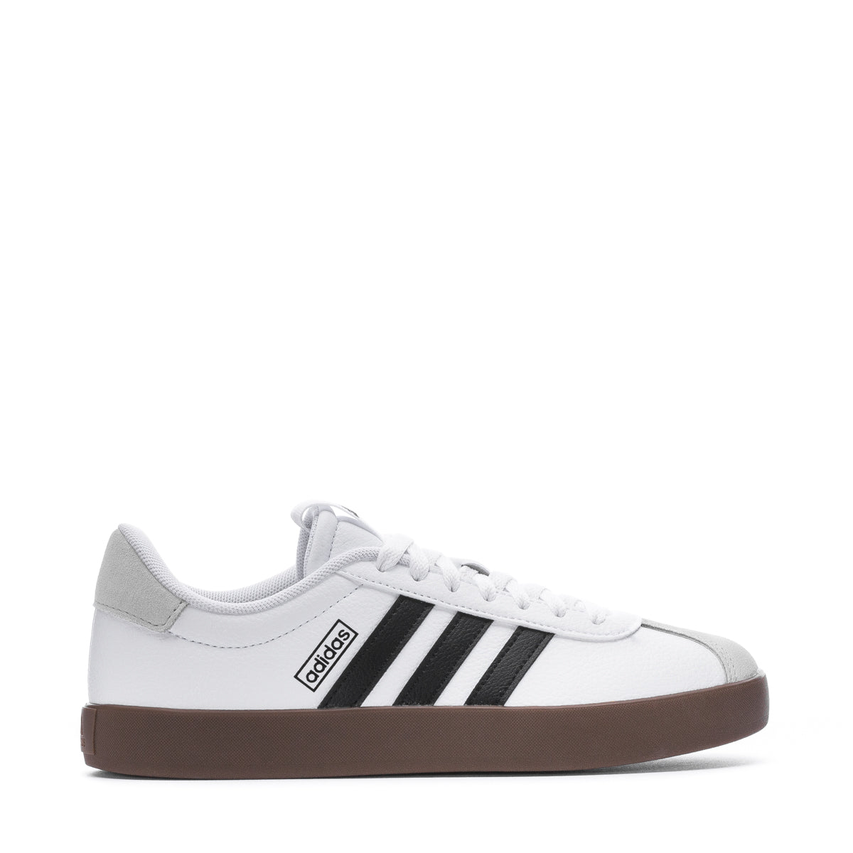 Side profile of adidas casual sneakers in neutral tones