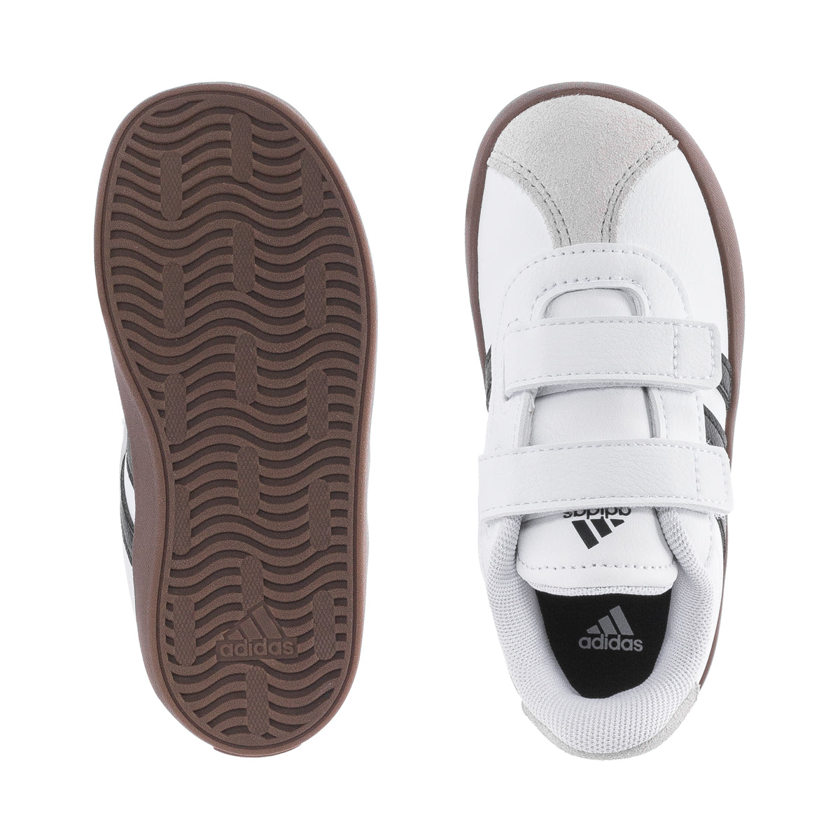 Adidas Classic VL Court Toddler Sneakers from the side, highlighting the Velcro closure.