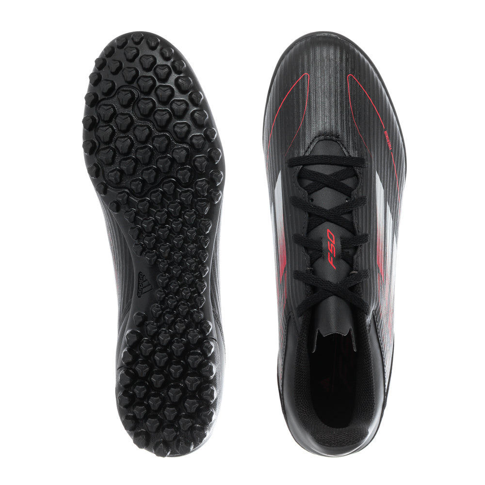 Adidas F50 Club TF mens soccer shoes with detailed tread pattern for turf surfaces