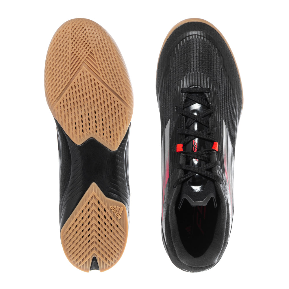 Side view of adidas F50 League IC indoor soccer shoes for men showing Fiberskin material