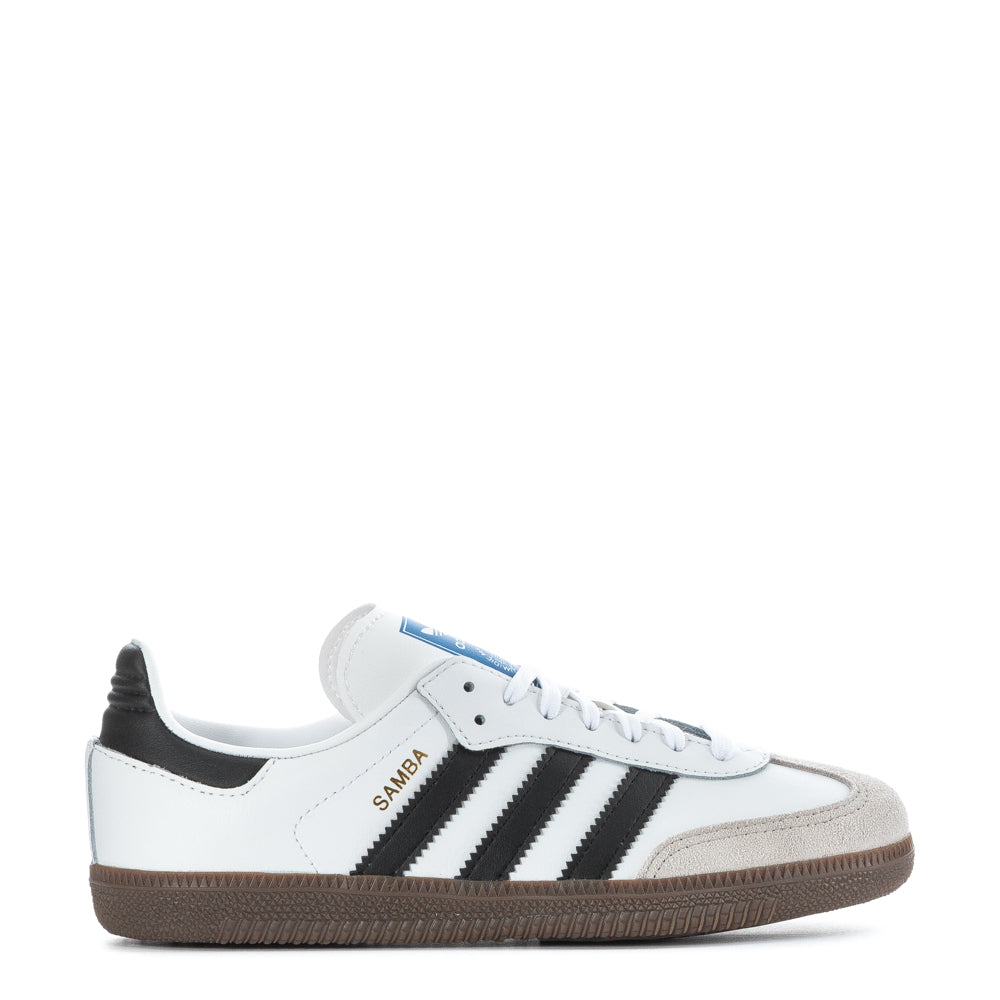 Side view of Samba OG kids sneakers highlighting stylish design and supportive sole
