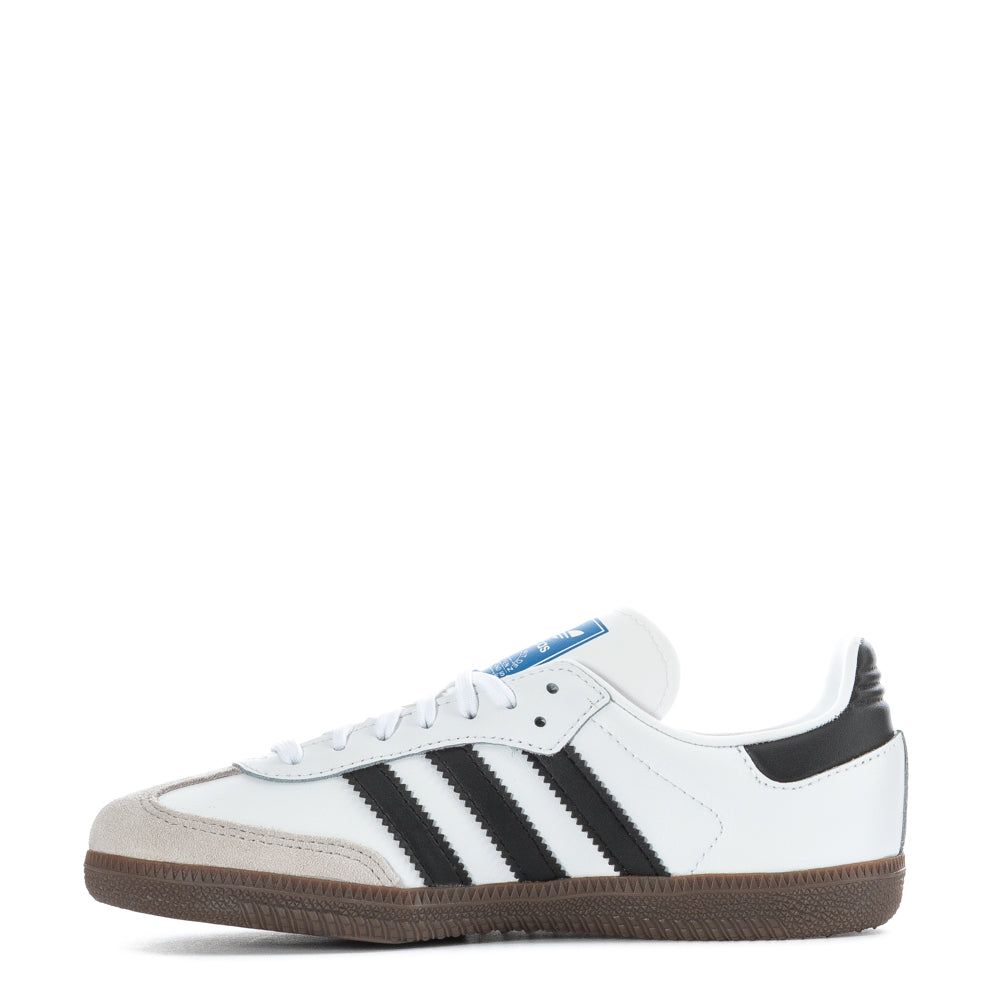 Children playing outdoors wearing Samba OG sneakers, showing comfort and durability