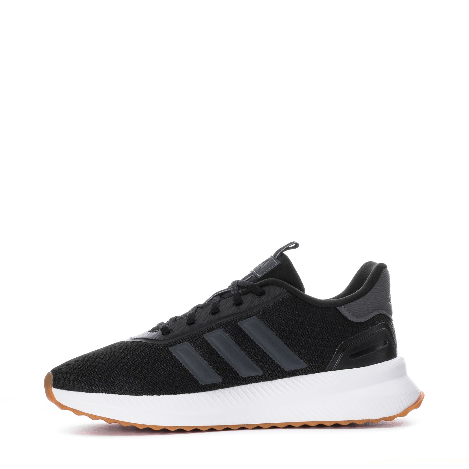 Side view of adidas mens shoes highlighting the rubber sole and sleek black design