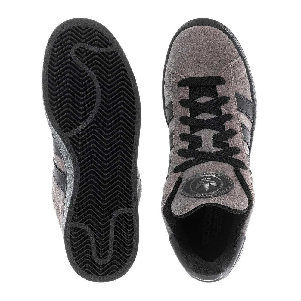 Adidas Campus 00s mens sneakers in maroon, showing the side view and detailing of the leather upper.