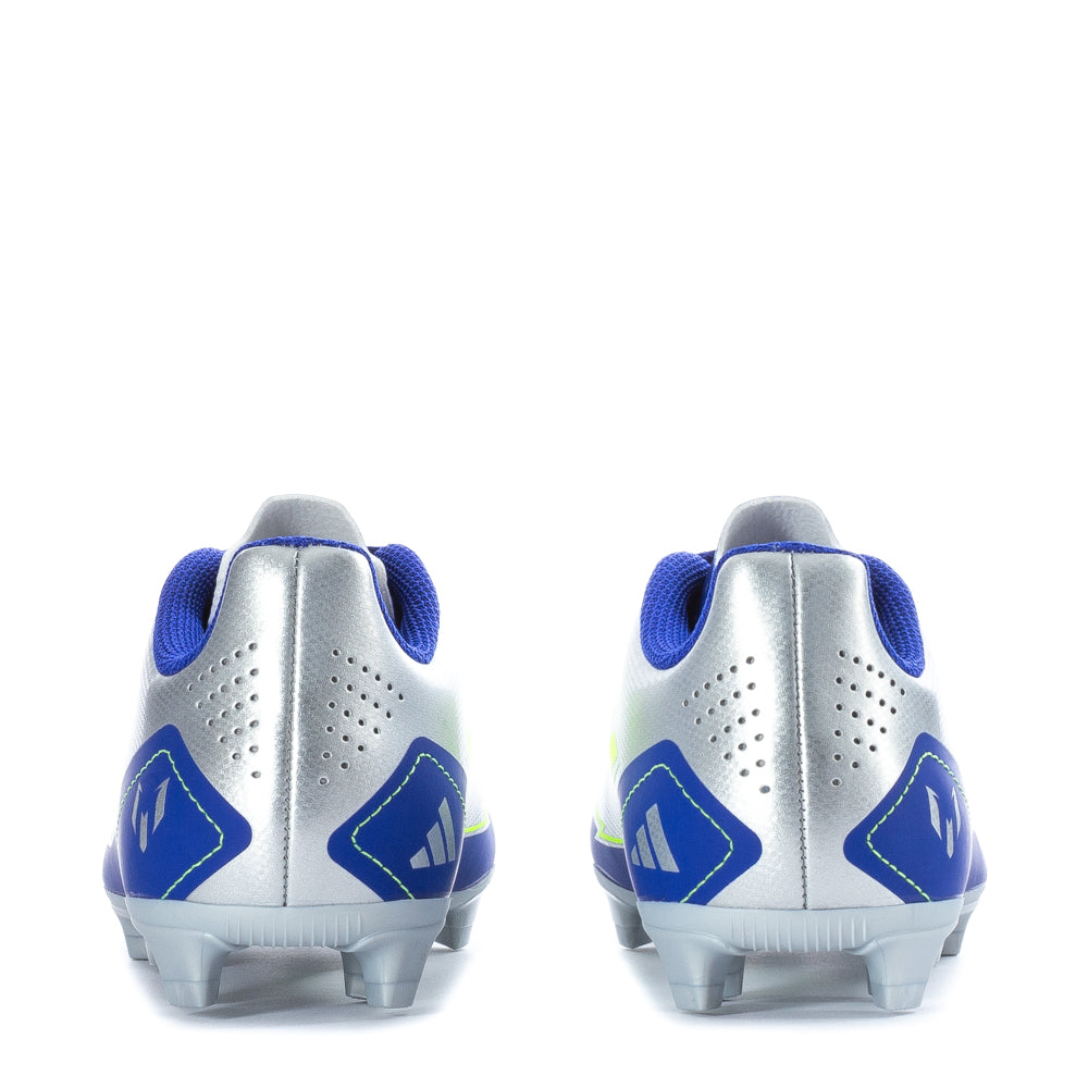 Close-up of the Adidas F50 Club FG Messi cleats showing the padded collar and soft toe box for comfort.