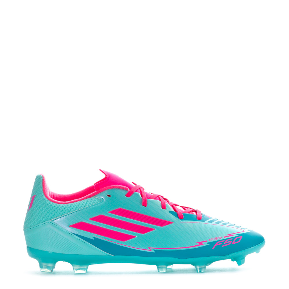 Close-up of Adidas Messi signature soccer cleats showcasing textured exterior