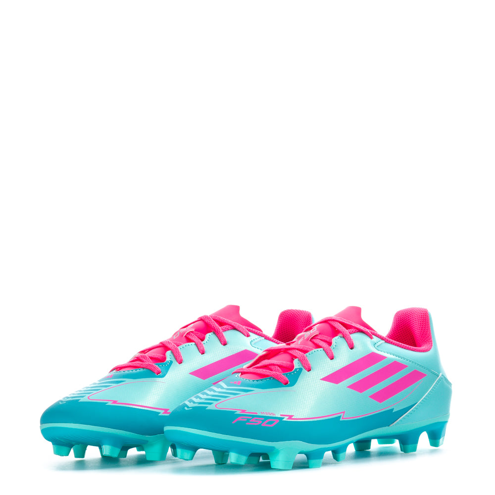 Close-up of the padded collar and tongue of the adidas F50 Club FG Messi Soccer Cleats, emphasizing comfort.