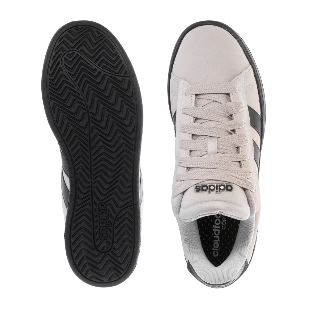 Side view of Adidas Grand Court Alpha mens sneakers highlighting the Cloudfoam midsole.