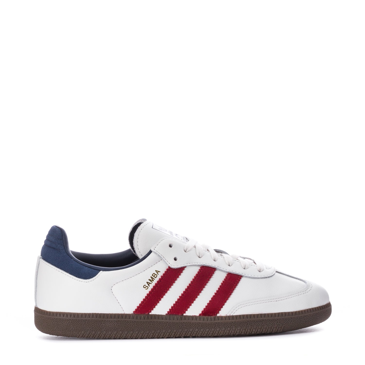 Side view of adidas Samba OG men's casual sneakers highlighting the leather and synthetic upper
