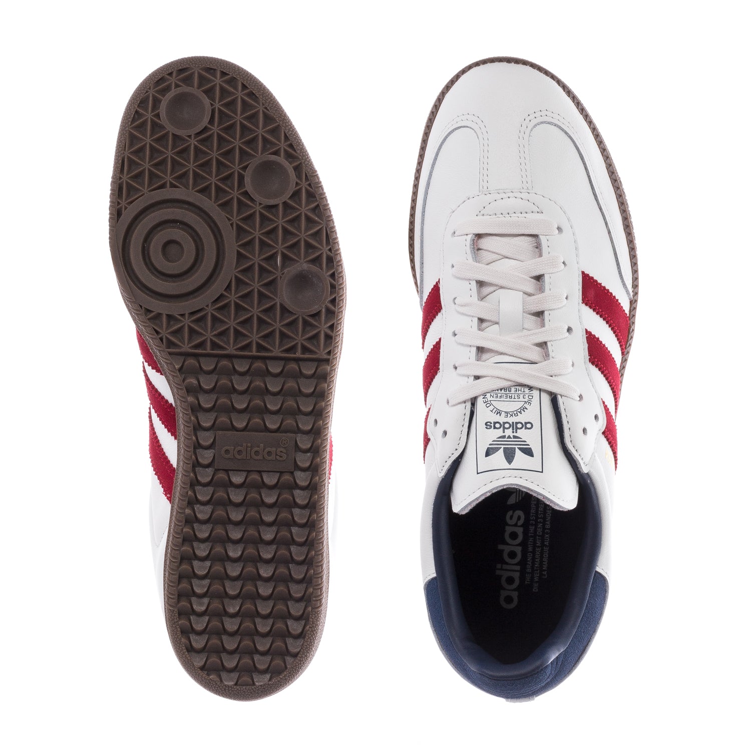 Side view of adidas Samba OG mens casual sneakers highlighting the leather and synthetic upper