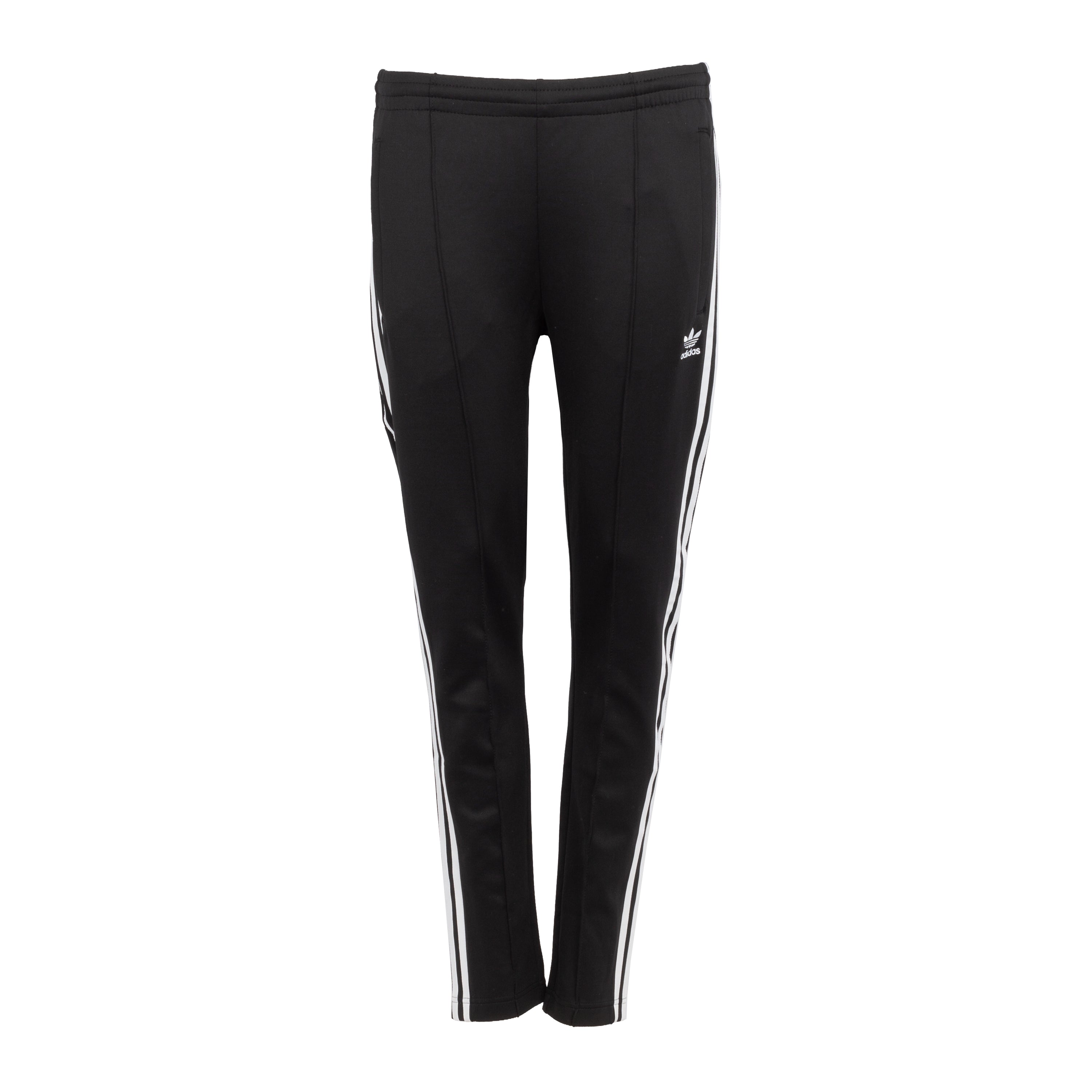 Adidas women's slim fit track pants shown from the front, ideal for activewear.