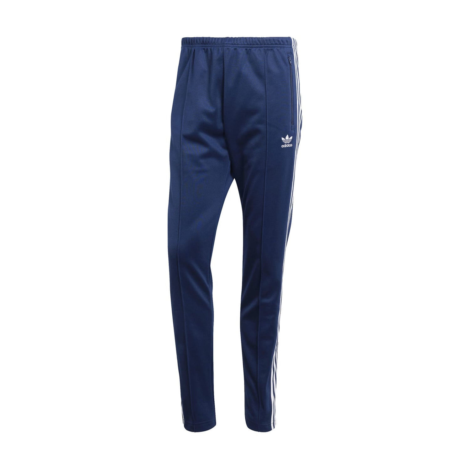 adidas Beckenbauer men's slim fit track pants with zip pockets in black for casual wear