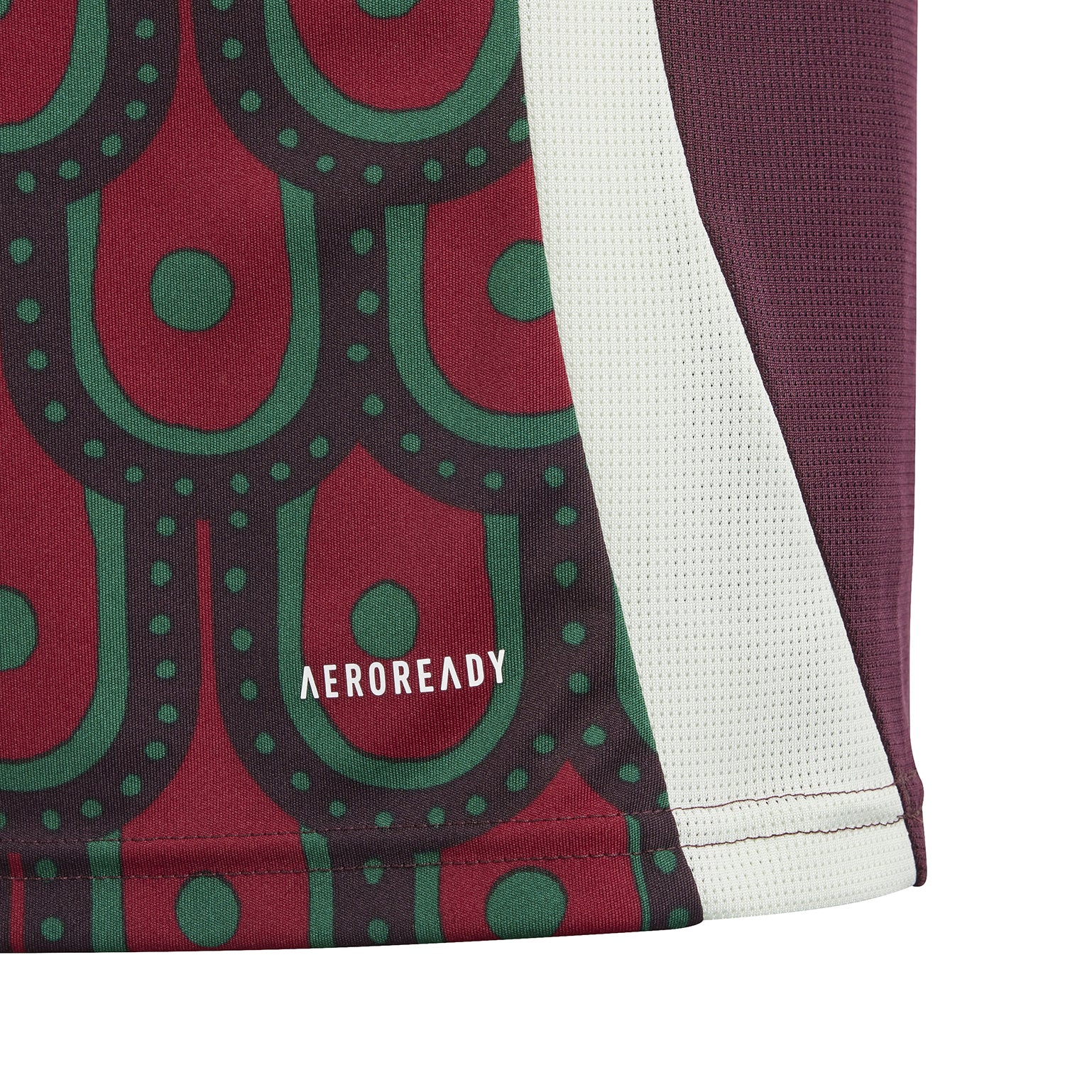 Side angle of the Mexico 24/25 Replica Jersey highlighting intricate design details inspired by the Mayan culture.