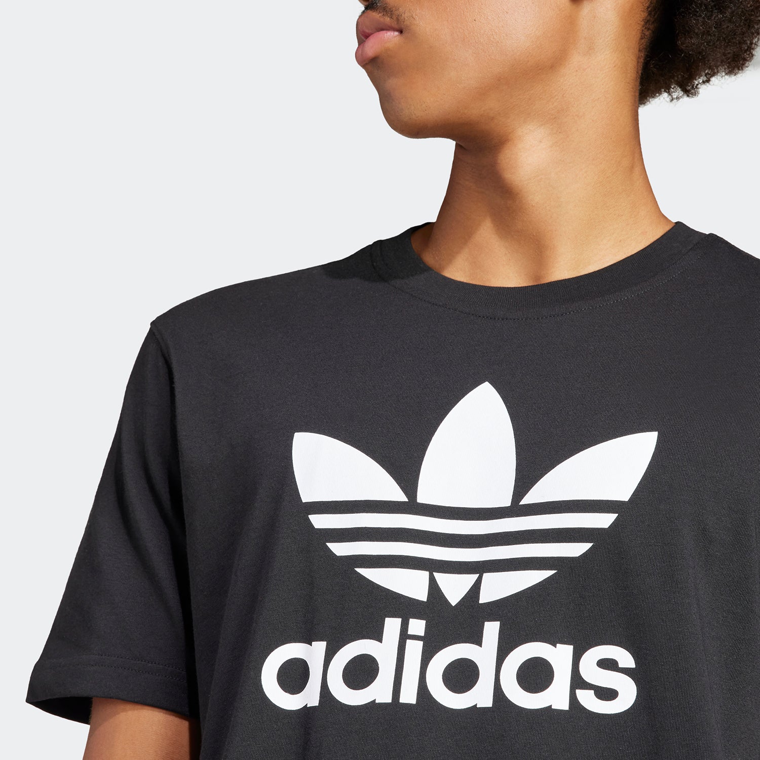 Front view of adidas Trefoil mens T-shirt with logo detail