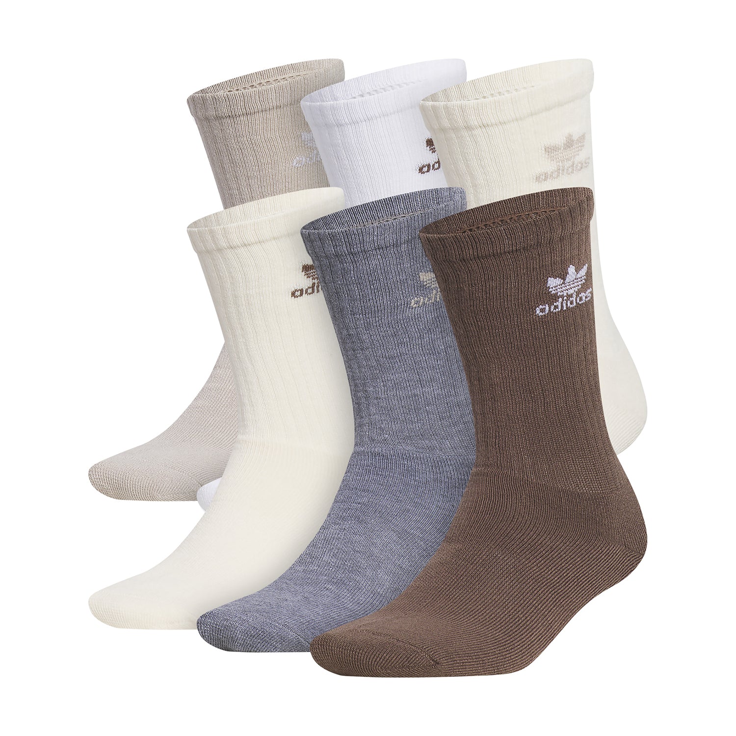 Adidas Originals Kids' Crew Socks in various colors, showcasing moisture-wicking fabric and cushioned heel.