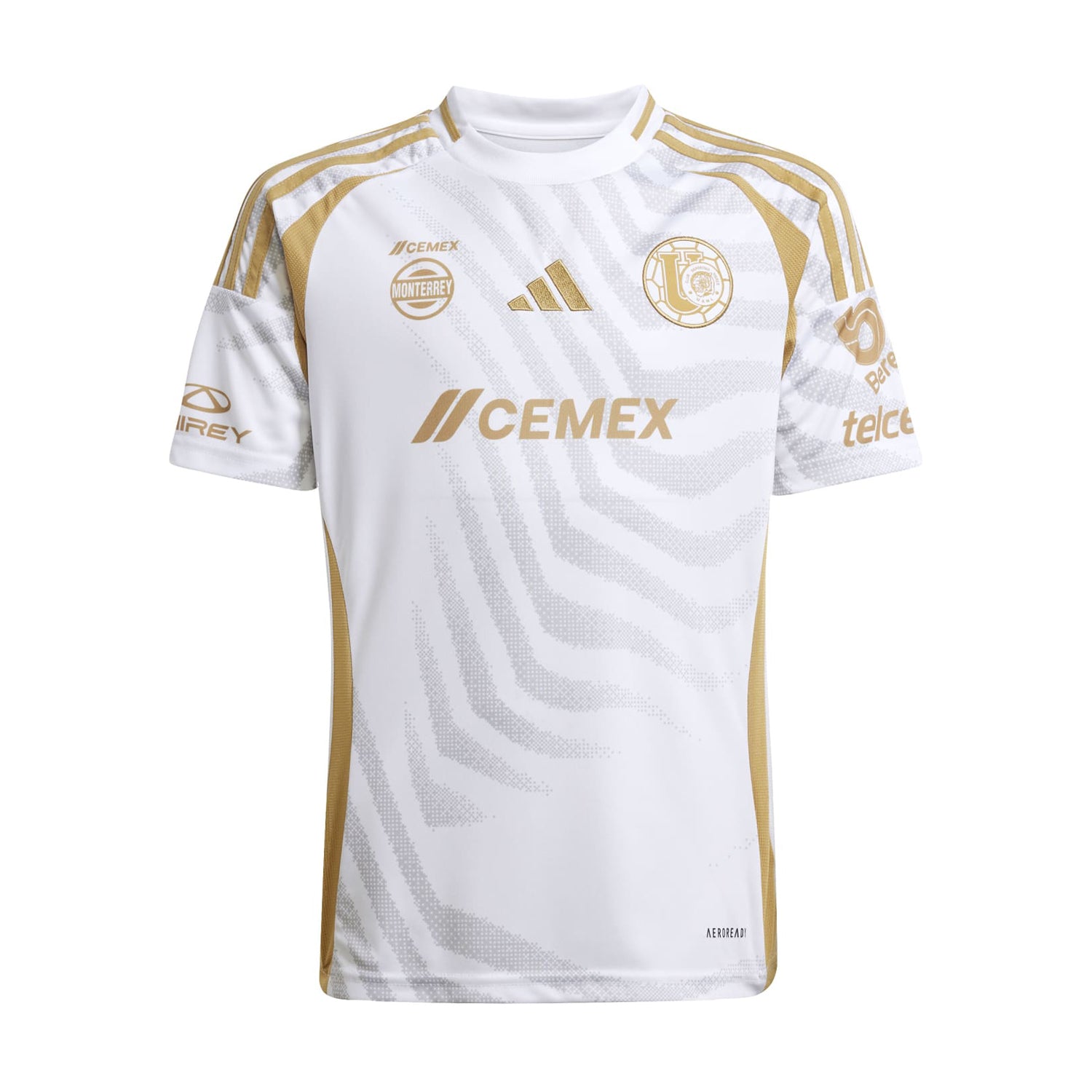 Close-up of Adidas youth jersey with team crest and sponsor logo
