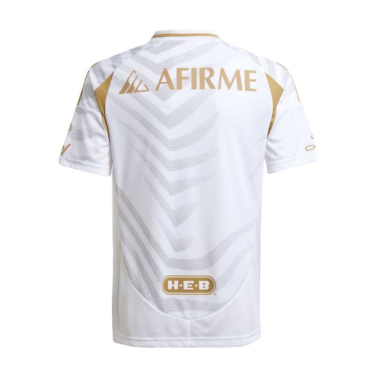 Close-up of Adidas youth jersey with team crest and sponsor logo