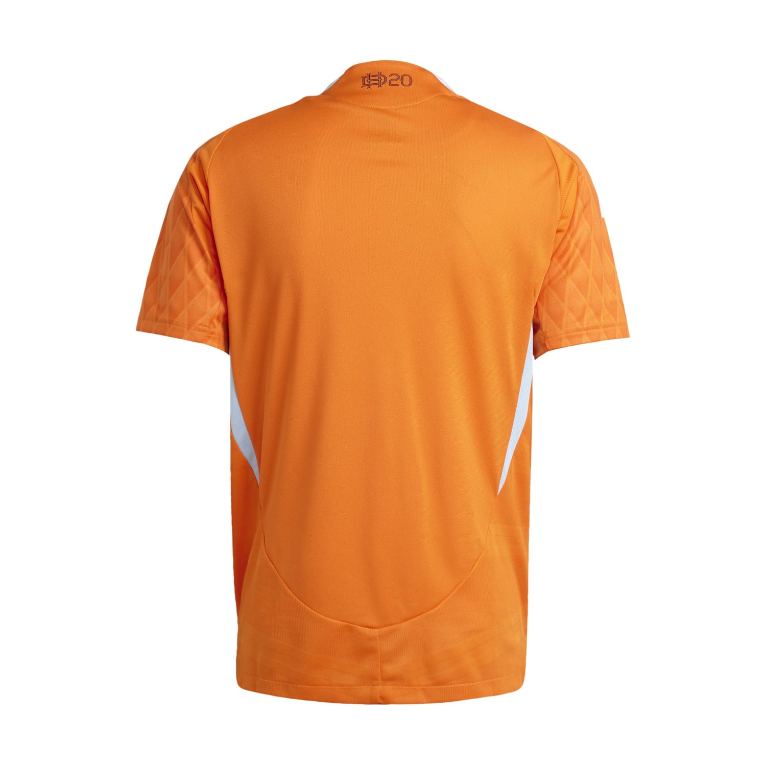 Back angle of the authentic soccer jersey highlighting mesh side panels and recycled polyester fabric texture