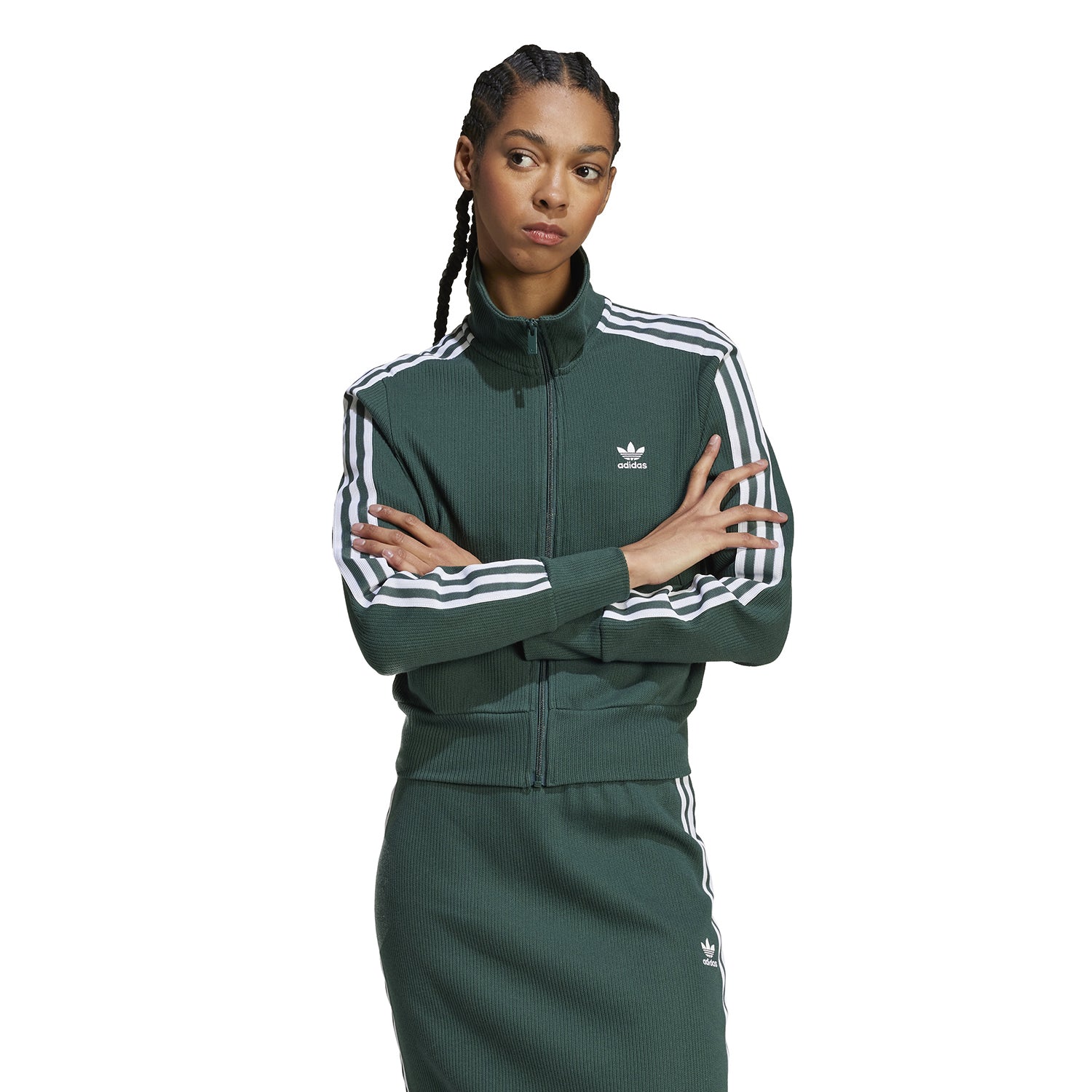 Side angle of the Adidas track jacket, perfect for casual outings and workouts.