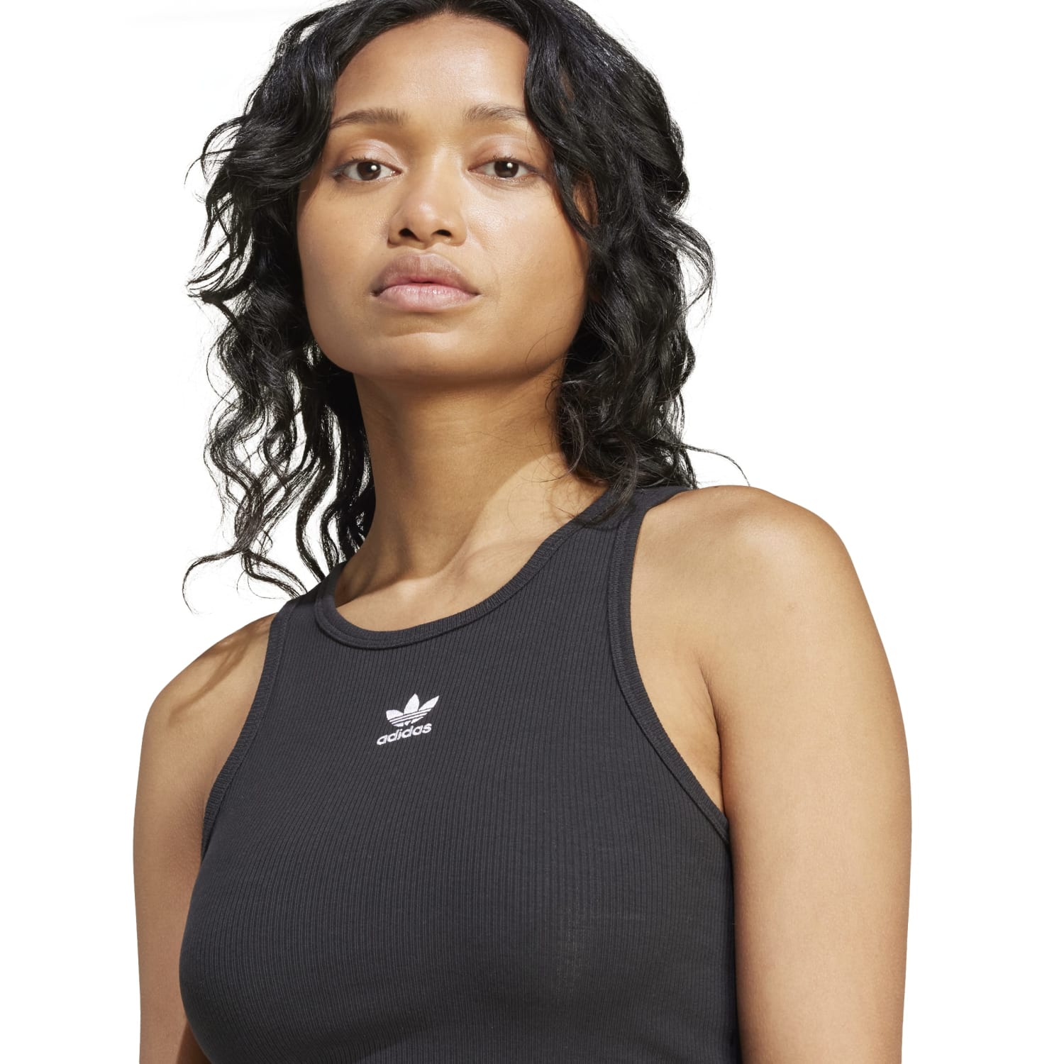 Front view of the Active Comfort Ribbed Tank Top for Women, highlighting its breathable design and ribbed texture.