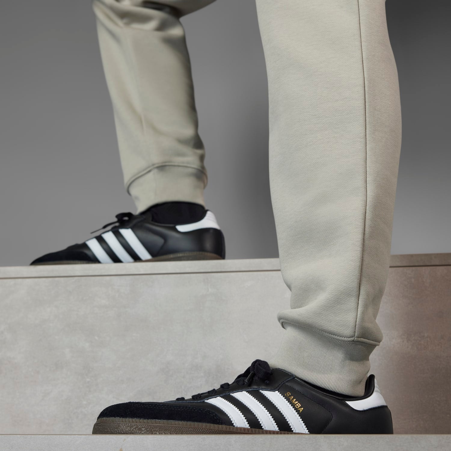 Close-up of Messi logo on mens fleece joggers