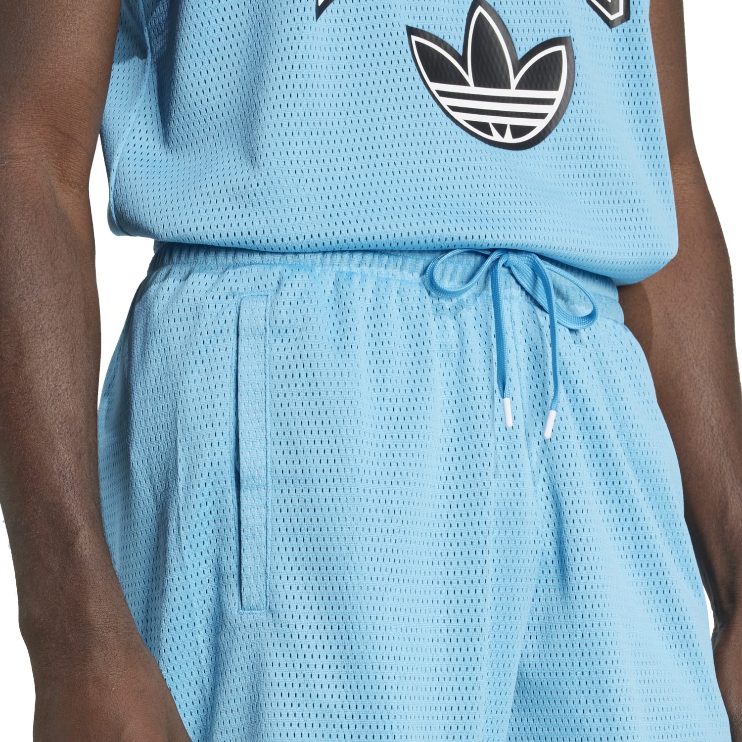 Front view of Elite Mens Varsity Basketball Shorts showcasing pockets and breathable fabric.