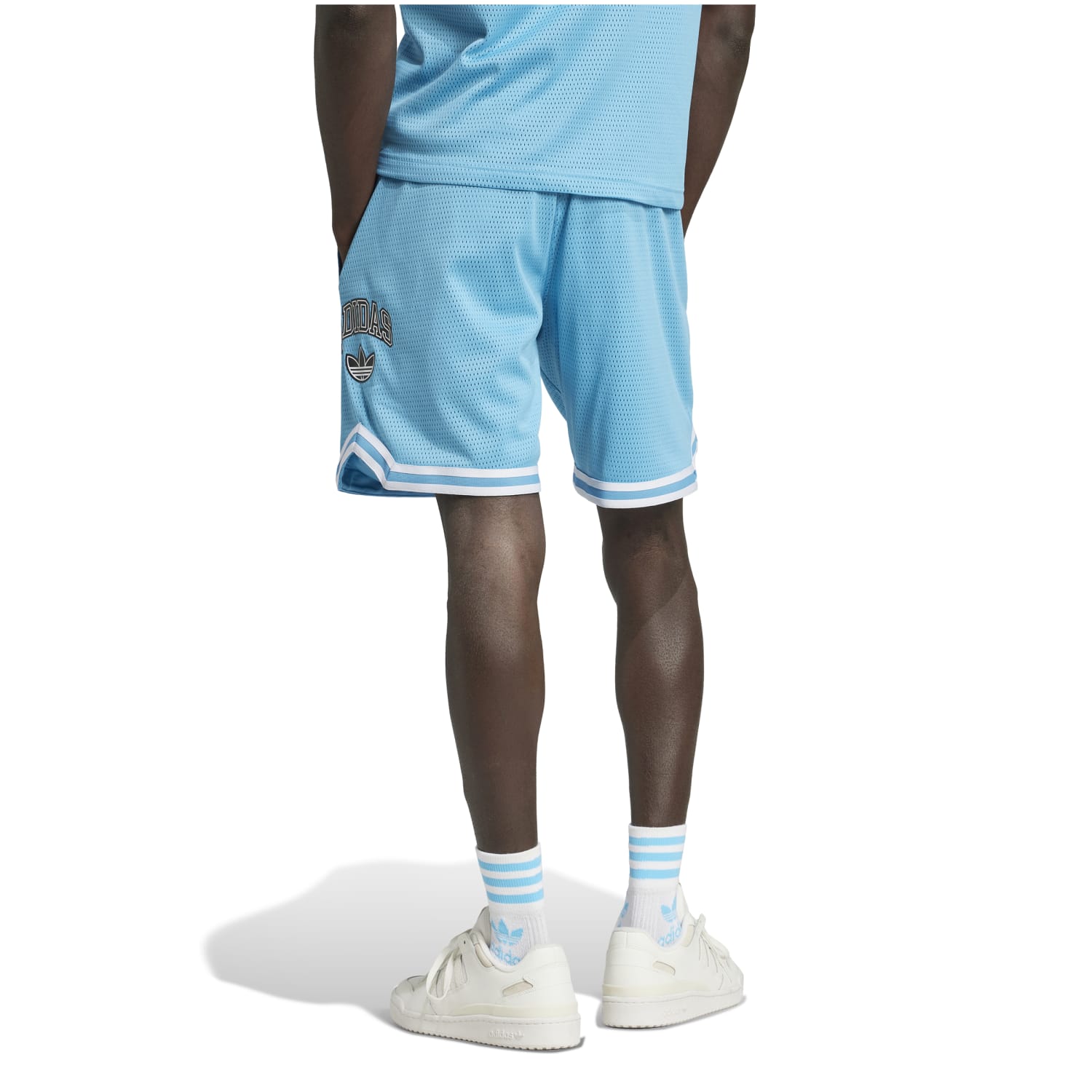 Back view of Elite Mens Varsity Basketball Shorts highlighting the stylish design.
